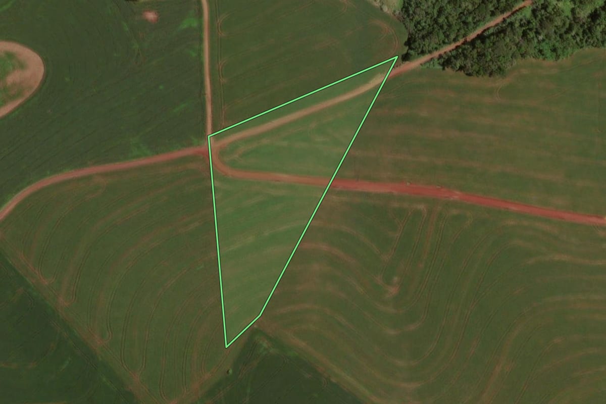 Imagem de satélite do imóvel rural em Capitão Leônidas Marques (PR), com o contorno declarado no CAR desenhado por cima.