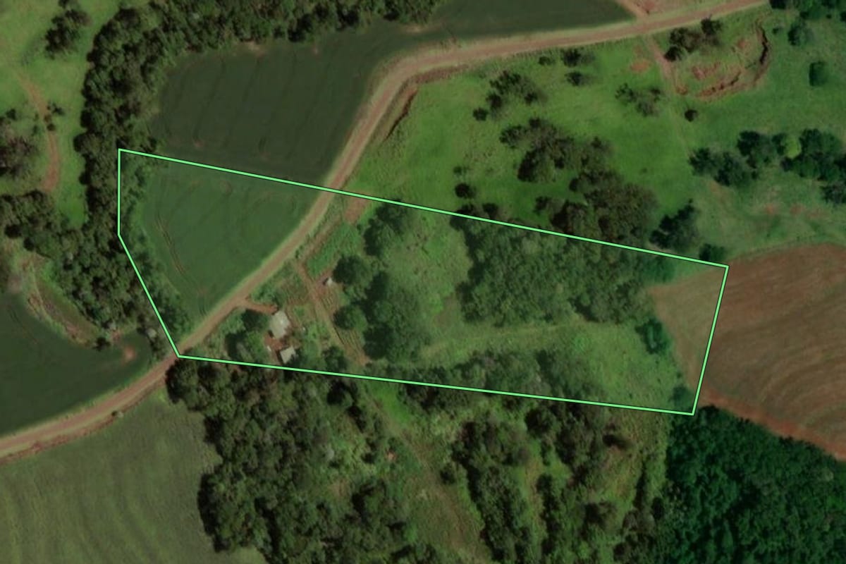 Imagem de satélite do imóvel rural em Capitão Leônidas Marques (PR), com o contorno declarado no CAR desenhado por cima.