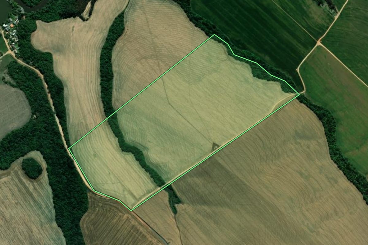 Imagem de satélite do imóvel rural em Carambeí (PR), com o contorno declarado no CAR desenhado por cima.