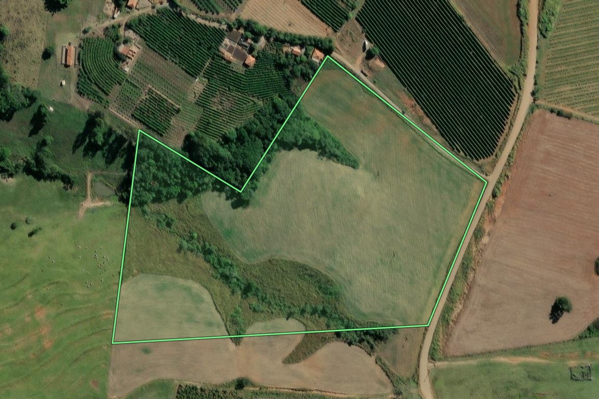 Imagem de satélite do imóvel rural em Carlópolis (PR), com o contorno declarado no CAR desenhado por cima.