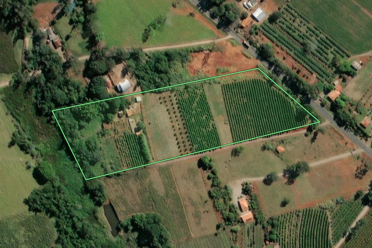 Imagem de satélite do imóvel rural em Carlópolis (PR), com o contorno declarado no CAR desenhado por cima.