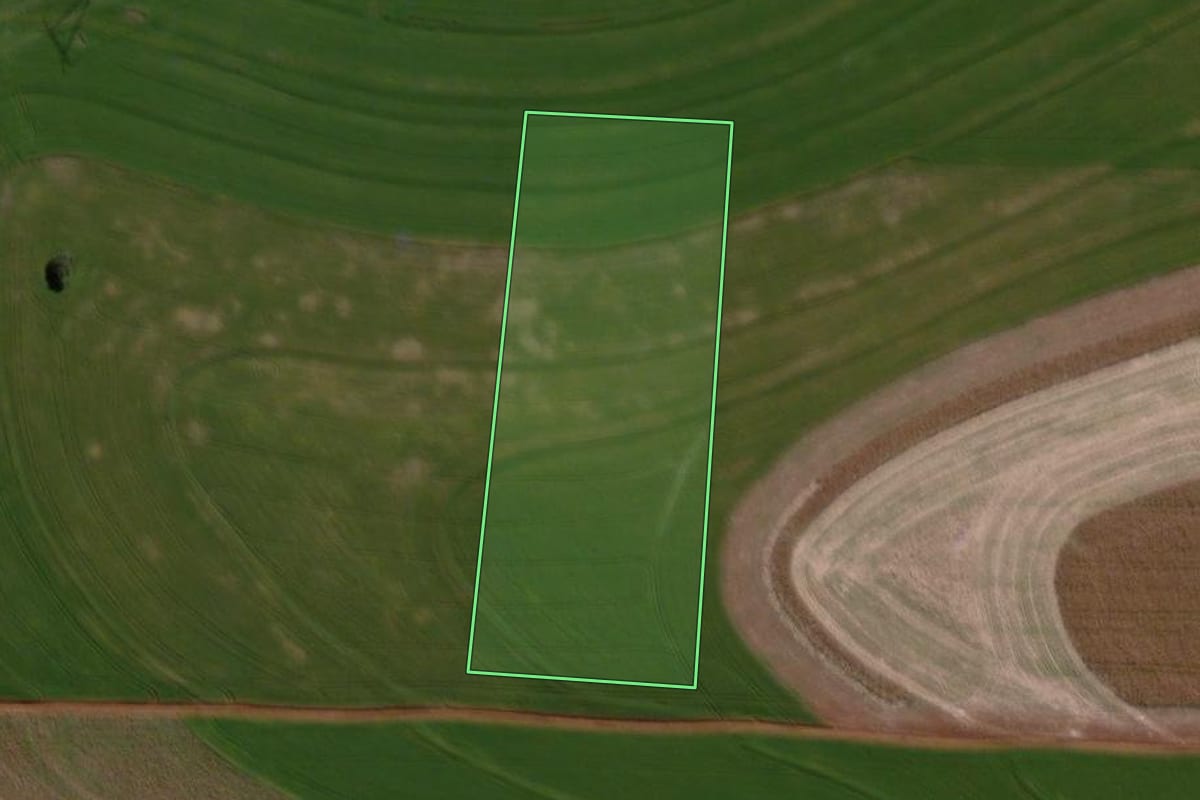 Imagem de satélite do imóvel rural em Cascavel (PR), com o contorno declarado no CAR desenhado por cima.