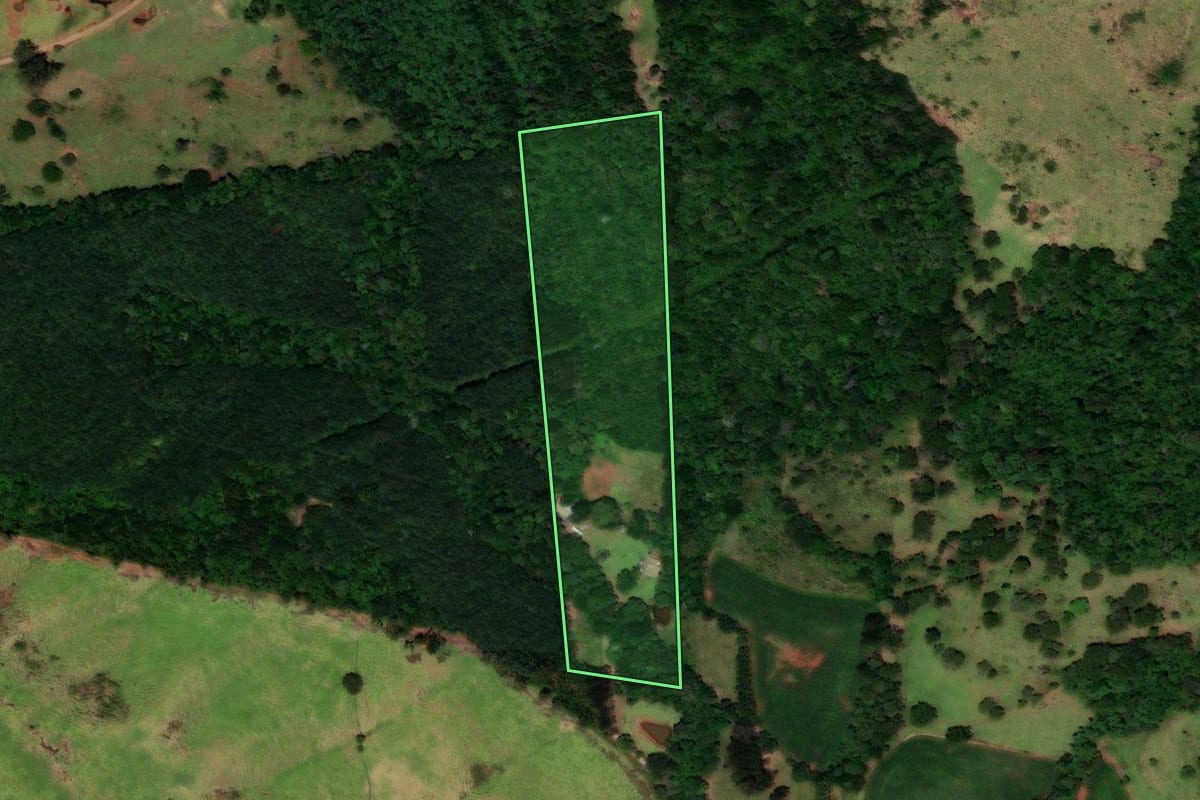 Imagem de satélite do imóvel rural em Catanduvas (PR), com o contorno declarado no CAR desenhado por cima.