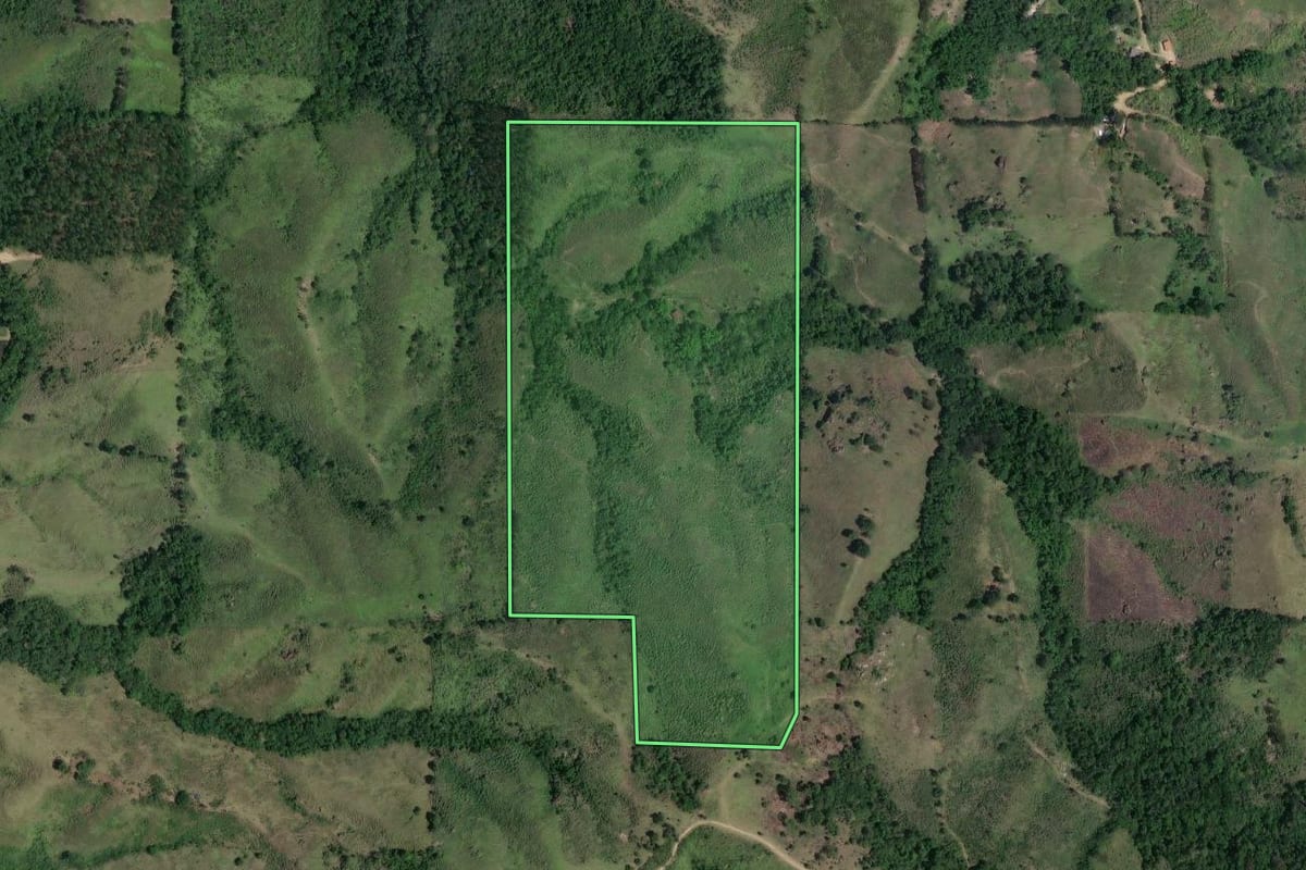 Imagem de satélite do imóvel rural em Cerro Azul (PR), com o contorno declarado no CAR desenhado por cima.