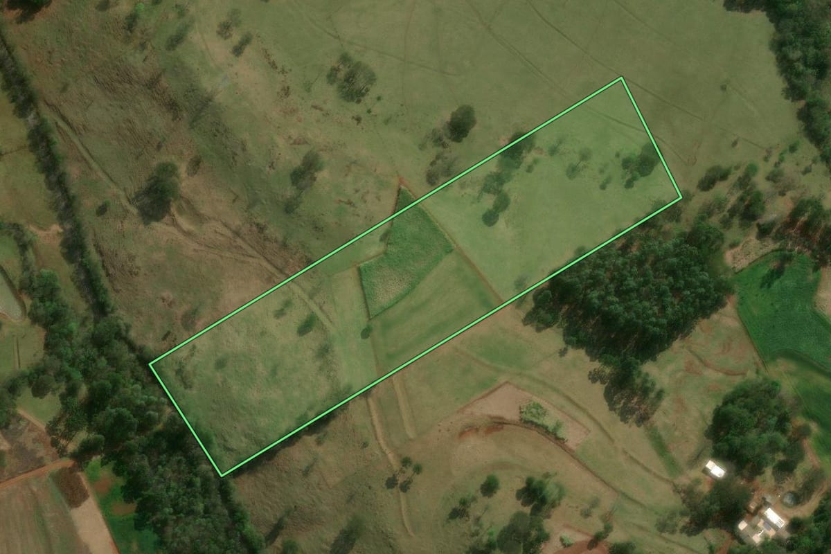 Imagem de satélite do imóvel rural em Céu Azul (PR), com o contorno declarado no CAR desenhado por cima.