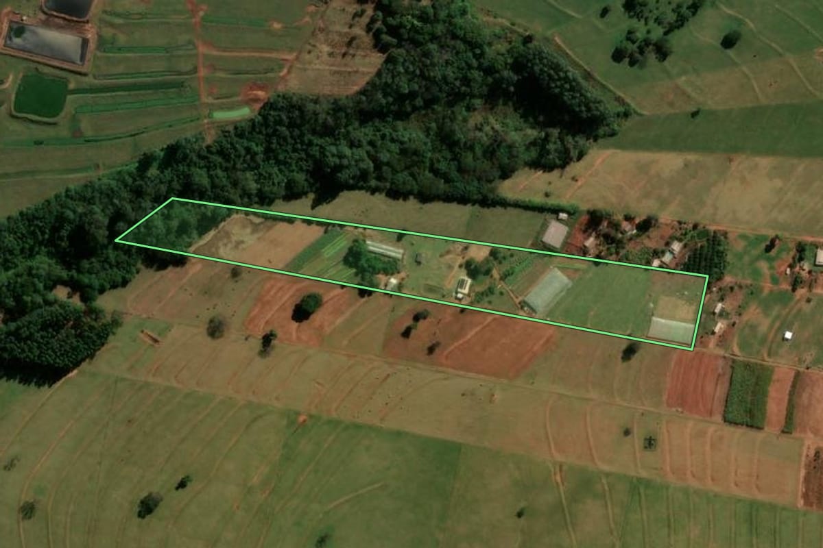 Imagem de satélite do imóvel rural em Cianorte (PR), com o contorno declarado no CAR desenhado por cima.