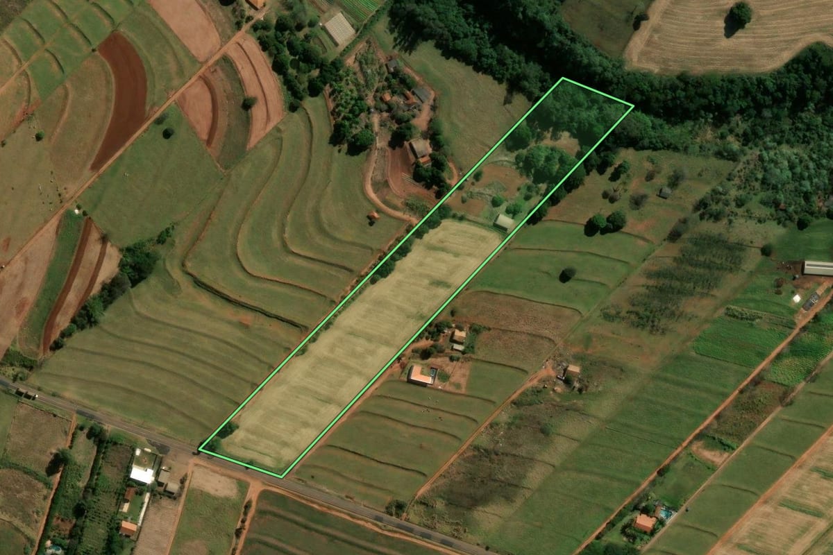 Imagem de satélite do imóvel rural em Cianorte (PR), com o contorno declarado no CAR desenhado por cima.
