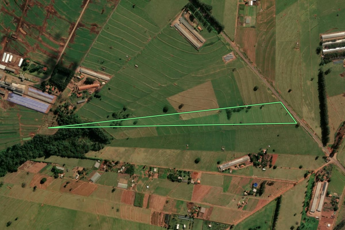Imagem de satélite do imóvel rural em Cianorte (PR), com o contorno declarado no CAR desenhado por cima.