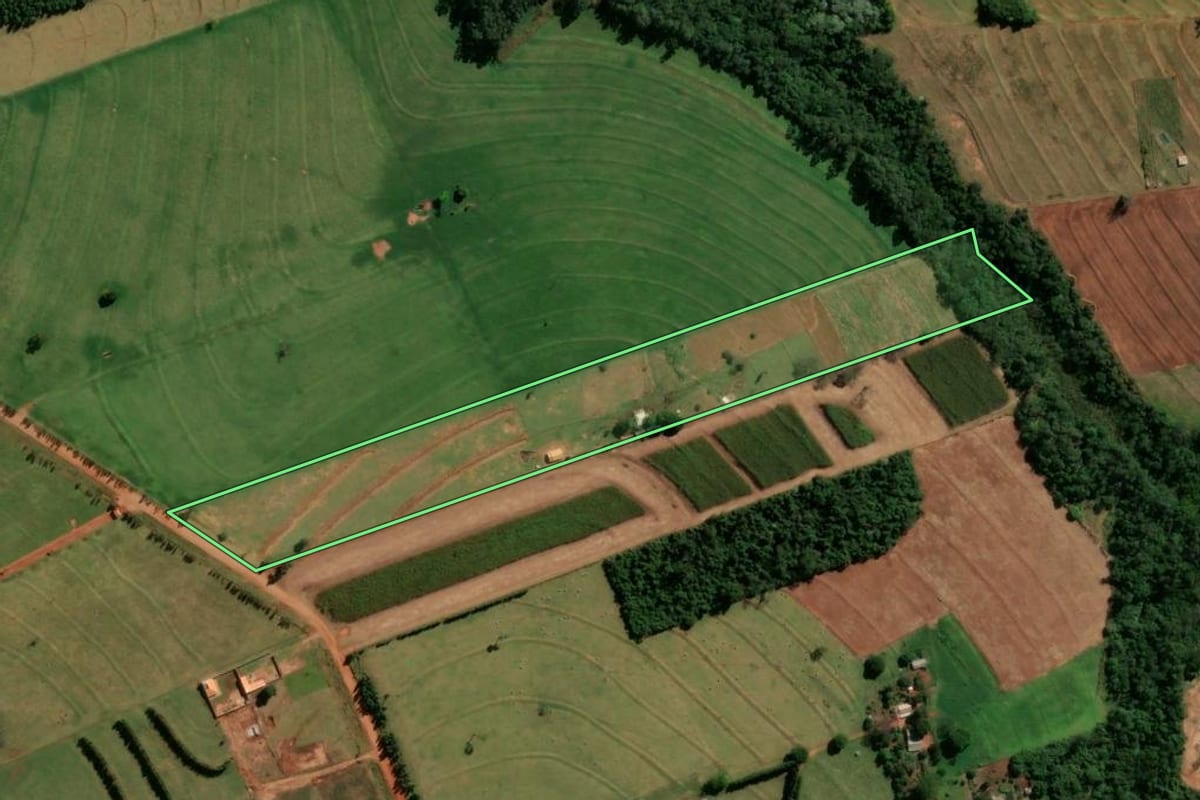 Imagem de satélite do imóvel rural em Cianorte (PR), com o contorno declarado no CAR desenhado por cima.