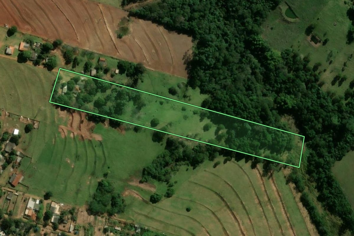Imagem de satélite do imóvel rural em Cianorte (PR), com o contorno declarado no CAR desenhado por cima.