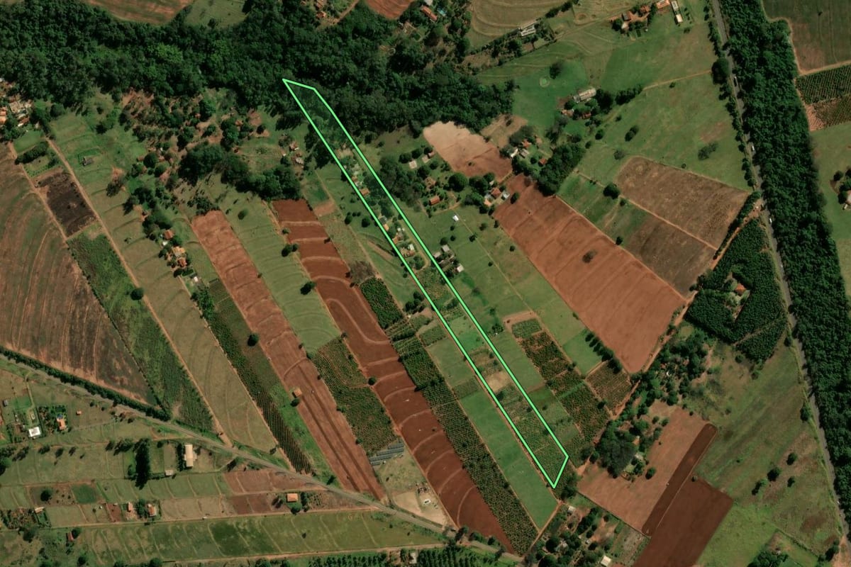 Imagem de satélite do imóvel rural em Cianorte (PR), com o contorno declarado no CAR desenhado por cima.