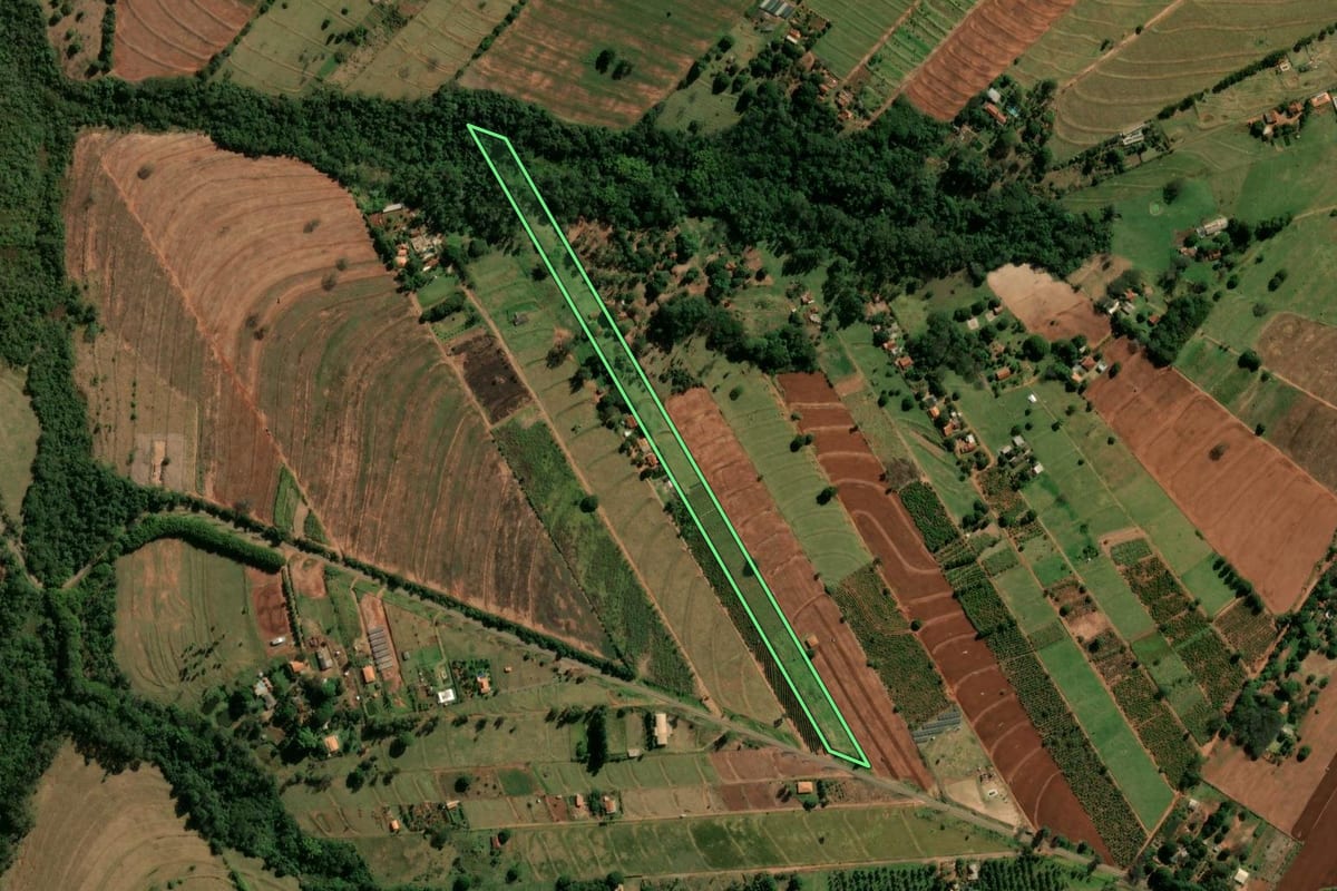 Imagem de satélite do imóvel rural em Cianorte (PR), com o contorno declarado no CAR desenhado por cima.