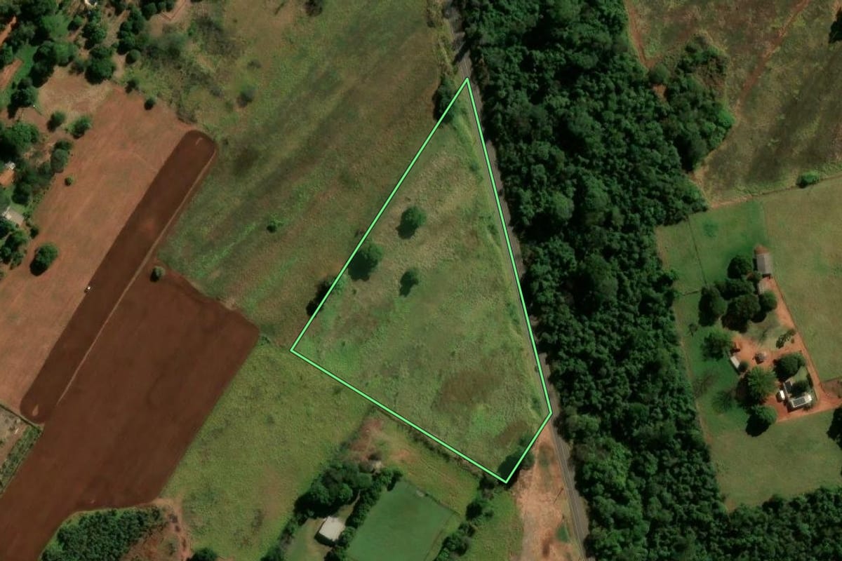 Imagem de satélite do imóvel rural em Cianorte (PR), com o contorno declarado no CAR desenhado por cima.