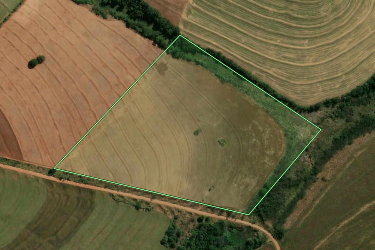 Imagem de satélite do imóvel rural em Cianorte (PR), com o contorno declarado no CAR desenhado por cima.