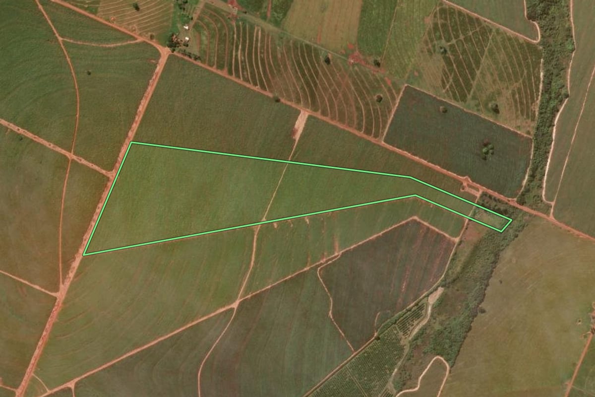 Imagem de satélite do imóvel rural em Cidade Gaúcha (PR), com o contorno declarado no CAR desenhado por cima.