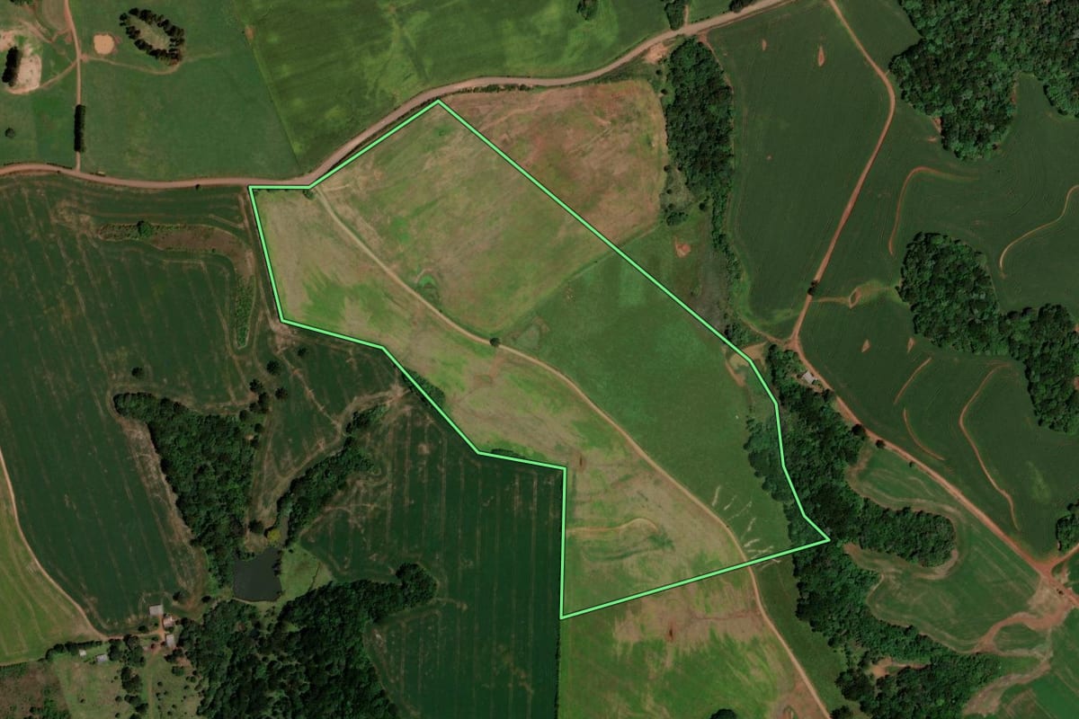 Imagem de satélite do imóvel rural em Clevelândia (PR), com o contorno declarado no CAR desenhado por cima.
