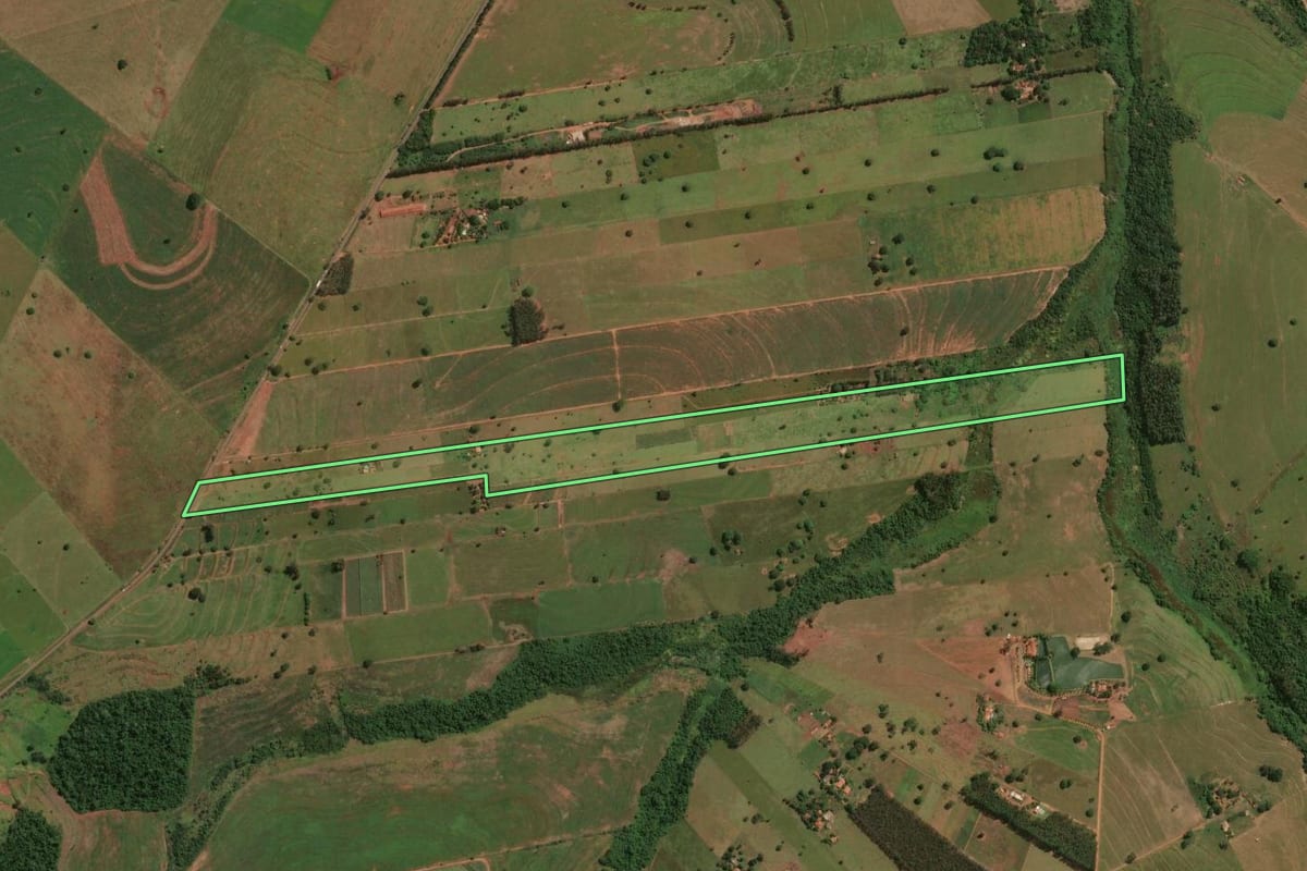 Imagem de satélite do imóvel rural em Colorado (PR), com o contorno declarado no CAR desenhado por cima.