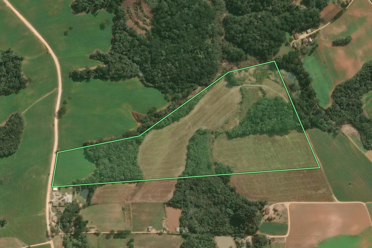 Imagem de satélite do imóvel rural em Contenda (PR), com o contorno declarado no CAR desenhado por cima.