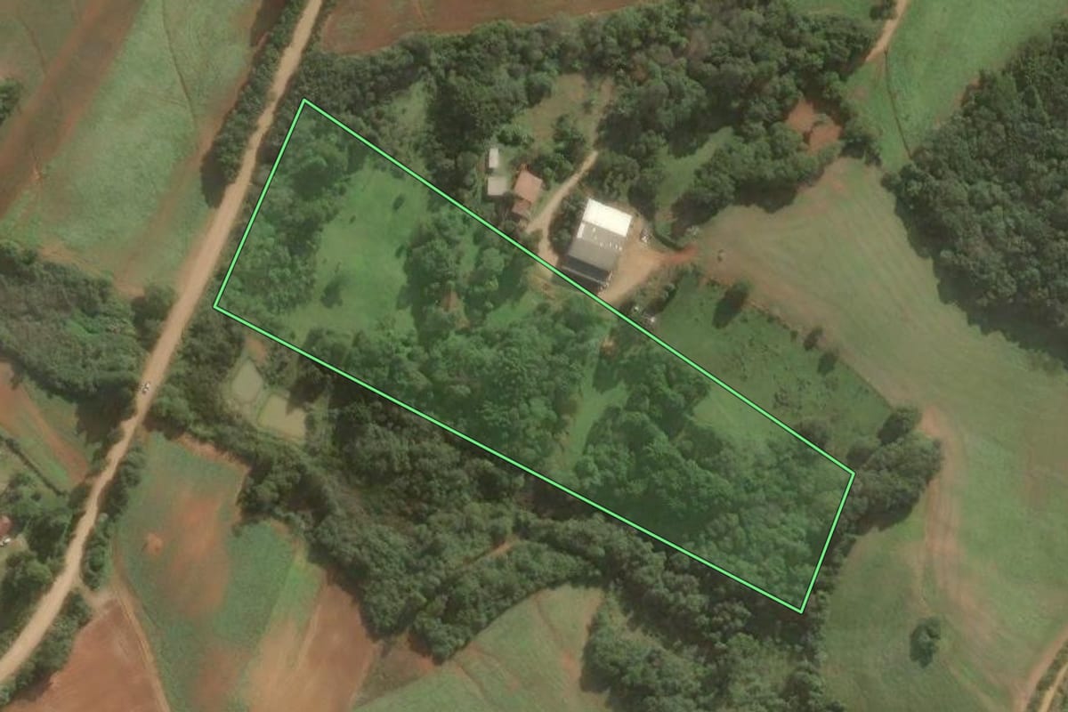 Imagem de satélite do imóvel rural em Contenda (PR), com o contorno declarado no CAR desenhado por cima.