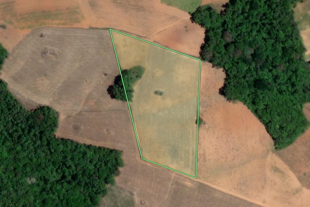 Imagem de satélite do imóvel rural em Contenda (PR), com o contorno declarado no CAR desenhado por cima.