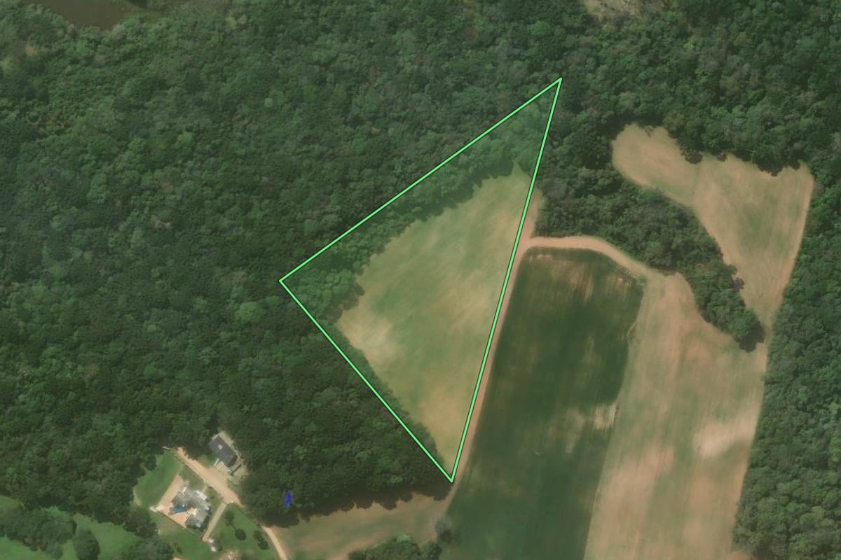Imagem de satélite do imóvel rural em Contenda (PR), com o contorno declarado no CAR desenhado por cima.