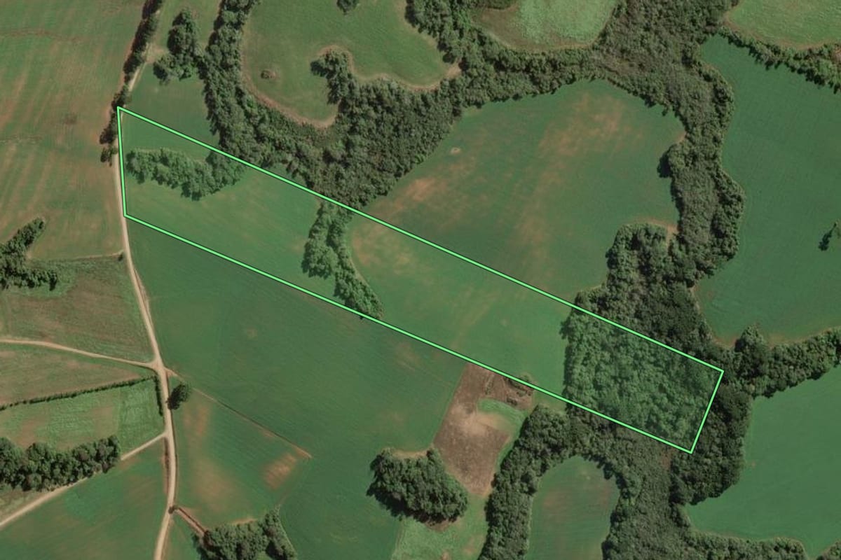 Imagem de satélite do imóvel rural em Contenda (PR), com o contorno declarado no CAR desenhado por cima.