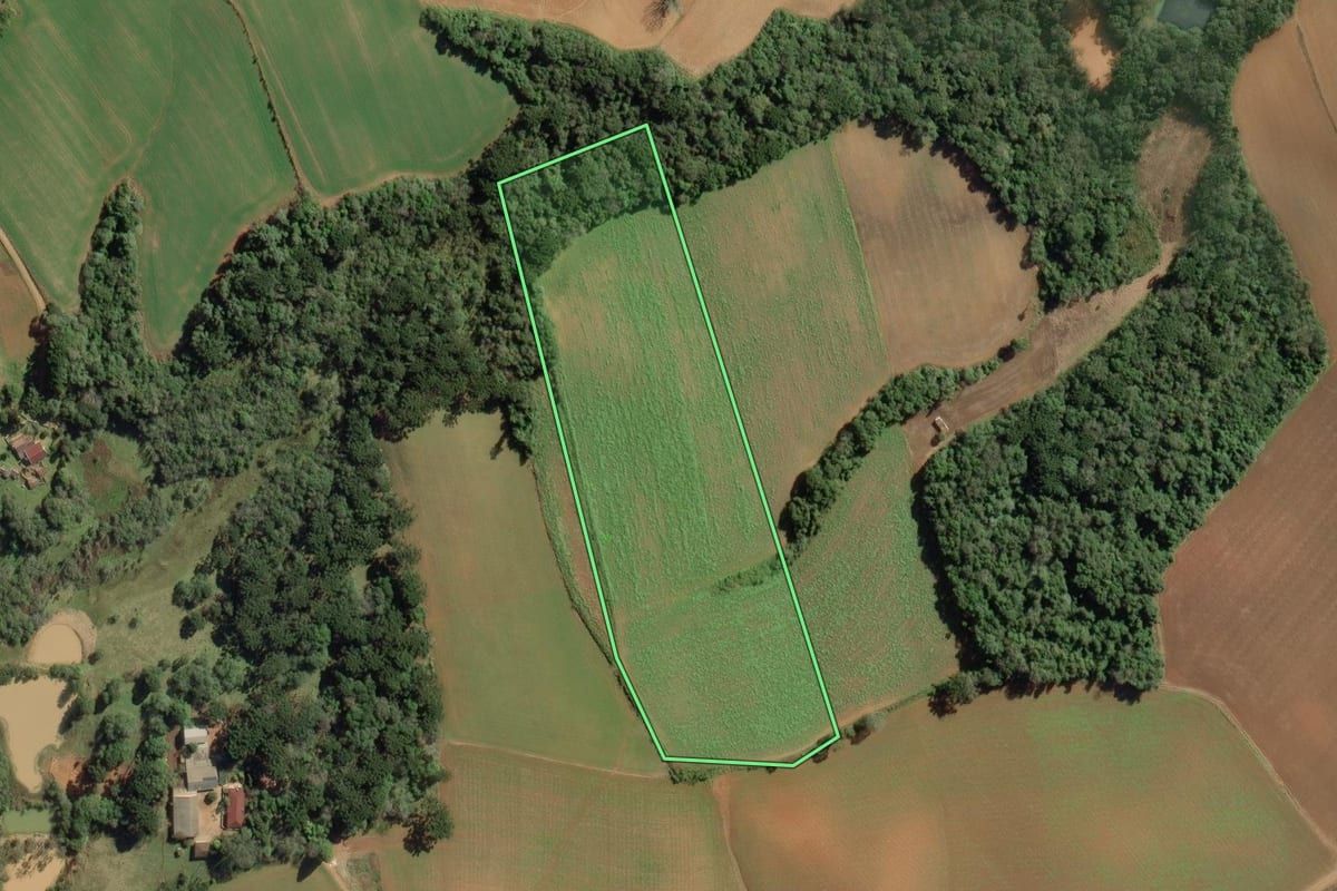 Imagem de satélite do imóvel rural em Contenda (PR), com o contorno declarado no CAR desenhado por cima.