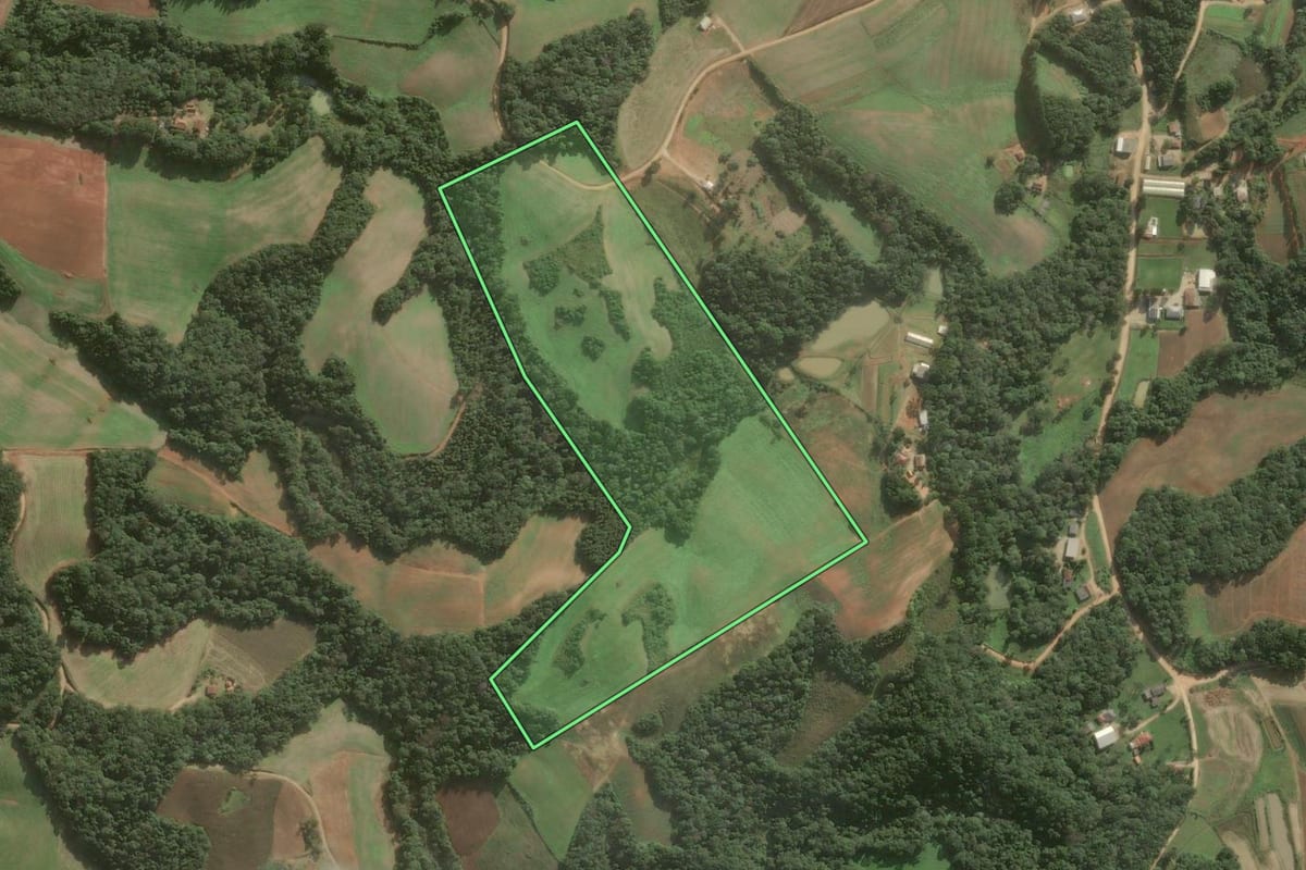 Imagem de satélite do imóvel rural em Contenda (PR), com o contorno declarado no CAR desenhado por cima.