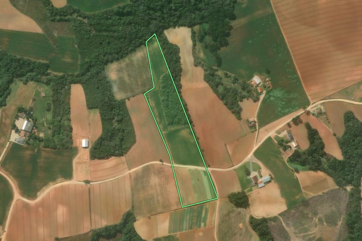 Imagem de satélite do imóvel rural em Contenda (PR), com o contorno declarado no CAR desenhado por cima.