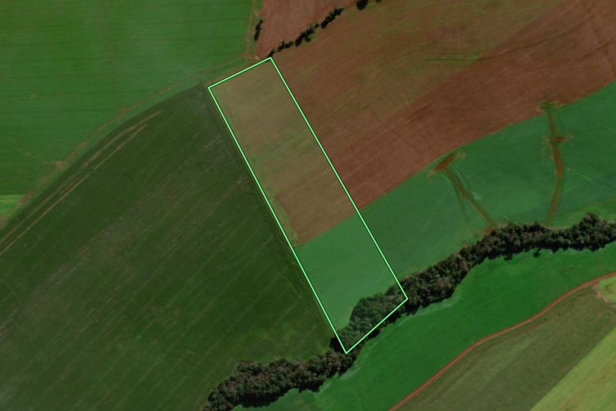 Imagem de satélite do imóvel rural em Coronel Vivida (PR), com o contorno declarado no CAR desenhado por cima.