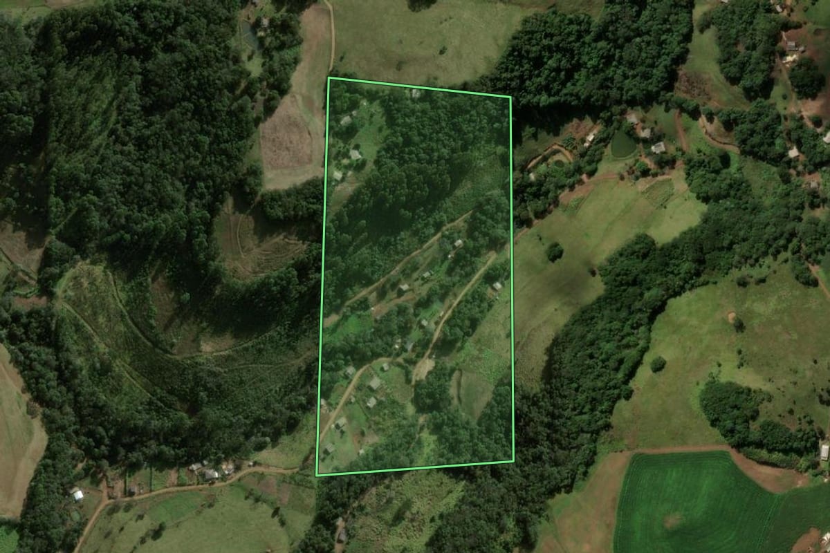 Imagem de satélite do imóvel rural em Coronel Vivida (PR), com o contorno declarado no CAR desenhado por cima.
