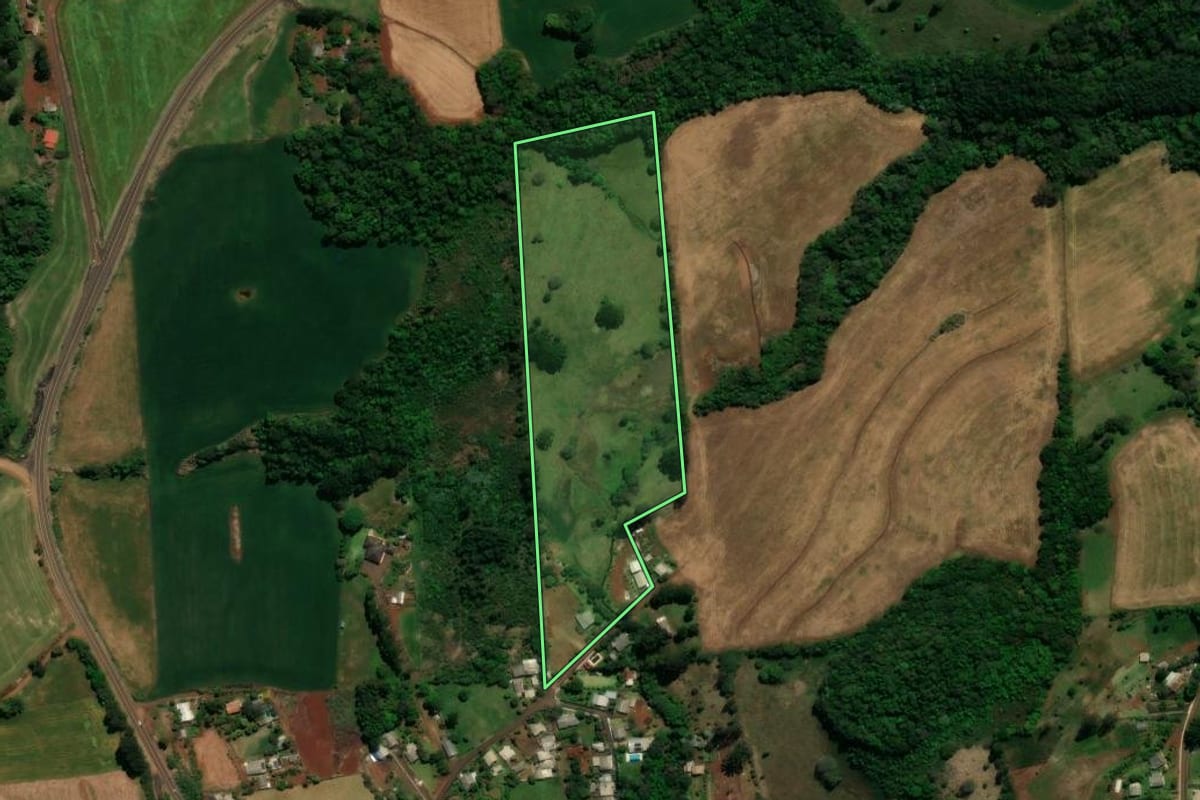 Imagem de satélite do imóvel rural em Coronel Vivida (PR), com o contorno declarado no CAR desenhado por cima.