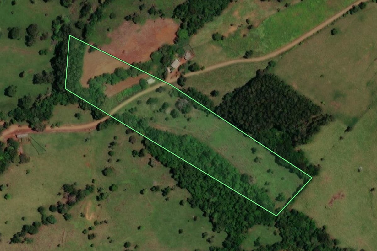 Imagem de satélite do imóvel rural em Cruzeiro do Iguaçu (PR), com o contorno declarado no CAR desenhado por cima.