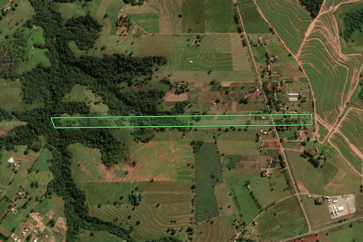 Imagem de satélite do imóvel rural em Cruzeiro do Oeste (PR), com o contorno declarado no CAR desenhado por cima.