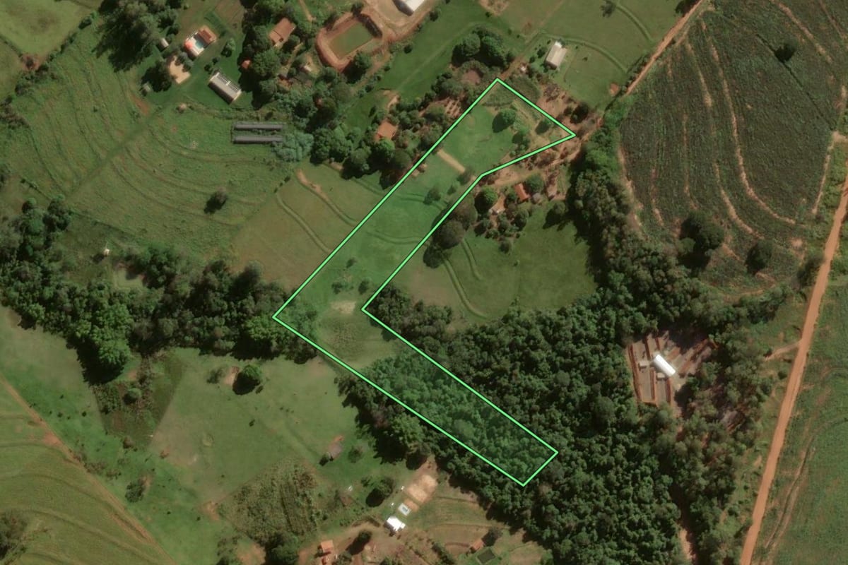 Imagem de satélite do imóvel rural em Cruzeiro do Oeste (PR), com o contorno declarado no CAR desenhado por cima.