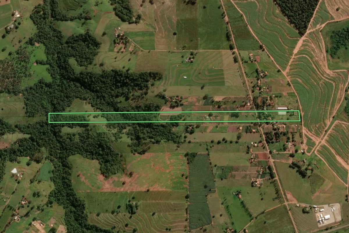 Imagem de satélite do imóvel rural em Cruzeiro do Oeste (PR), com o contorno declarado no CAR desenhado por cima.