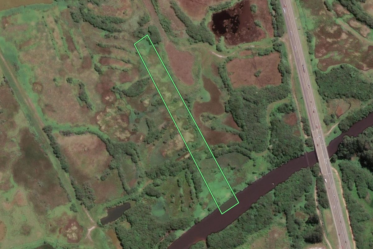 Imagem de satélite do imóvel rural em Curitiba (PR), com o contorno declarado no CAR desenhado por cima.