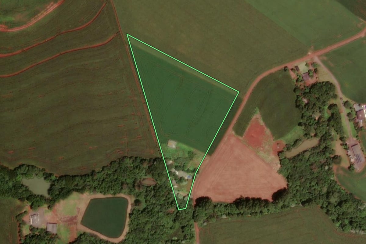Imagem de satélite do imóvel rural em Dois Vizinhos (PR), com o contorno declarado no CAR desenhado por cima.