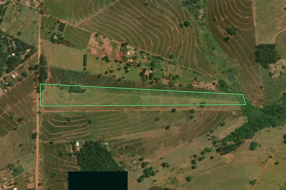 Imagem de satélite do imóvel rural em Douradina (PR), com o contorno declarado no CAR desenhado por cima.