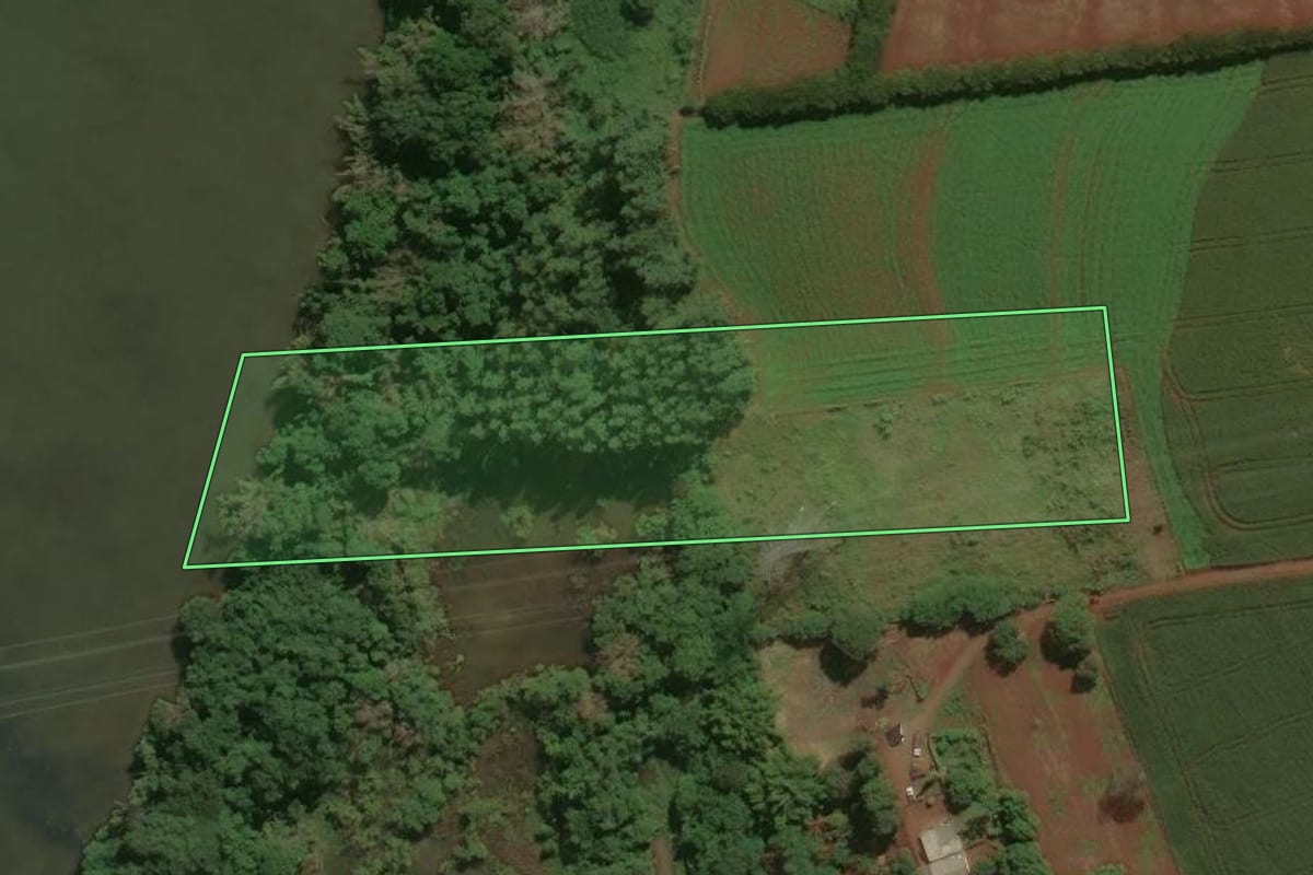 Imagem de satélite do imóvel rural em Doutor Camargo (PR), com o contorno declarado no CAR desenhado por cima.