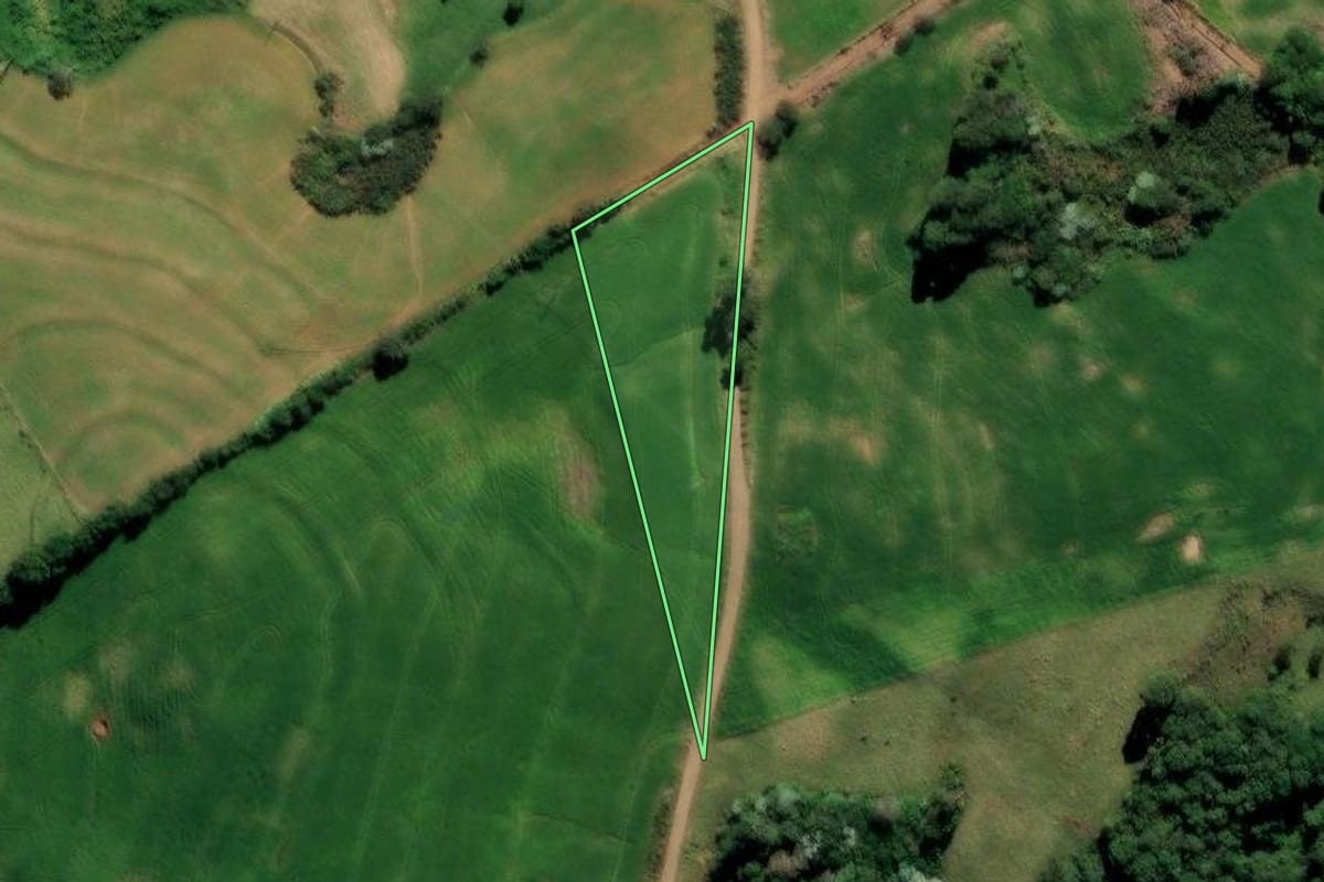 Imagem de satélite do imóvel rural em Enéas Marques (PR), com o contorno declarado no CAR desenhado por cima.