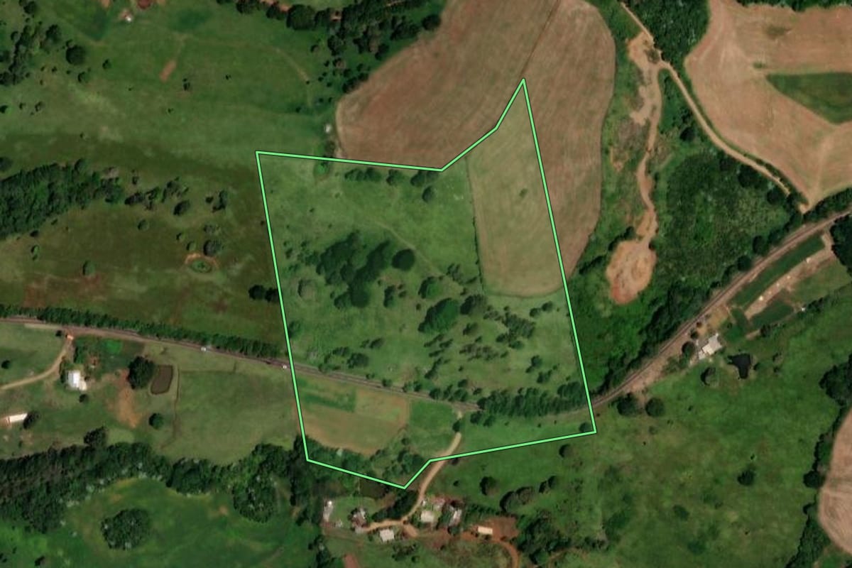 Imagem de satélite do imóvel rural em Enéas Marques (PR), com o contorno declarado no CAR desenhado por cima.