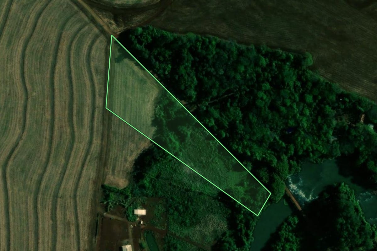 Imagem de satélite do imóvel rural em Engenheiro Beltrão (PR), com o contorno declarado no CAR desenhado por cima.