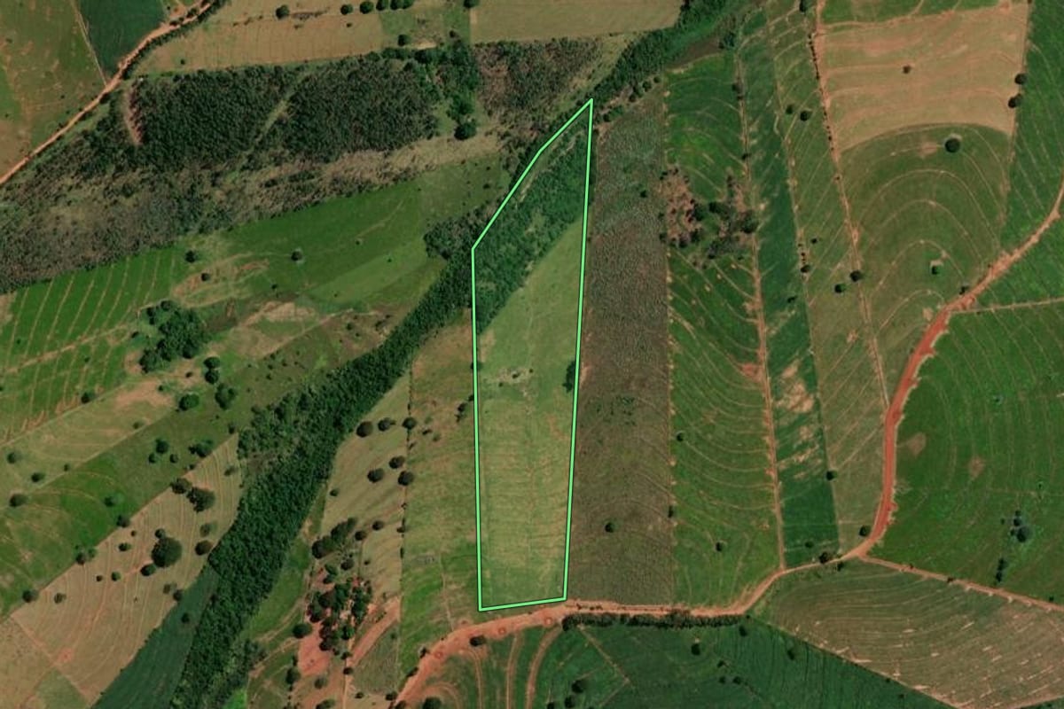 Imagem de satélite do imóvel rural em Esperança Nova (PR), com o contorno declarado no CAR desenhado por cima.