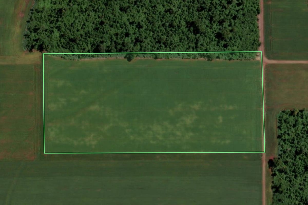 Imagem de satélite do imóvel rural em Entre Rios do Oeste (PR), com o contorno declarado no CAR desenhado por cima.