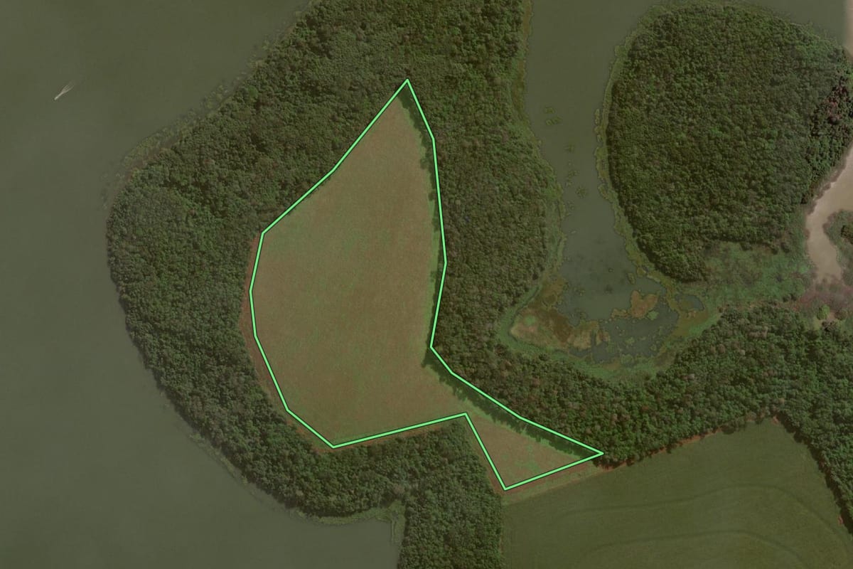 Imagem de satélite do imóvel rural em Entre Rios do Oeste (PR), com o contorno declarado no CAR desenhado por cima.