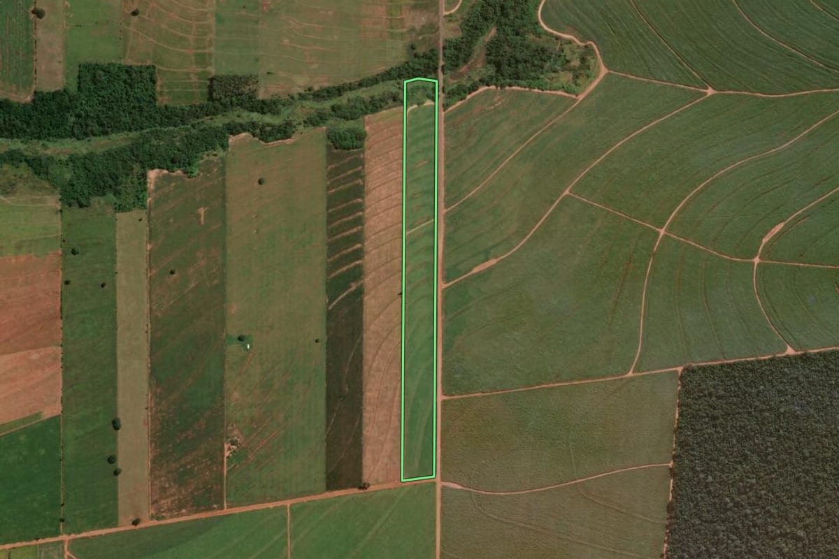Imagem de satélite do imóvel rural em Flórida (PR), com o contorno declarado no CAR desenhado por cima.