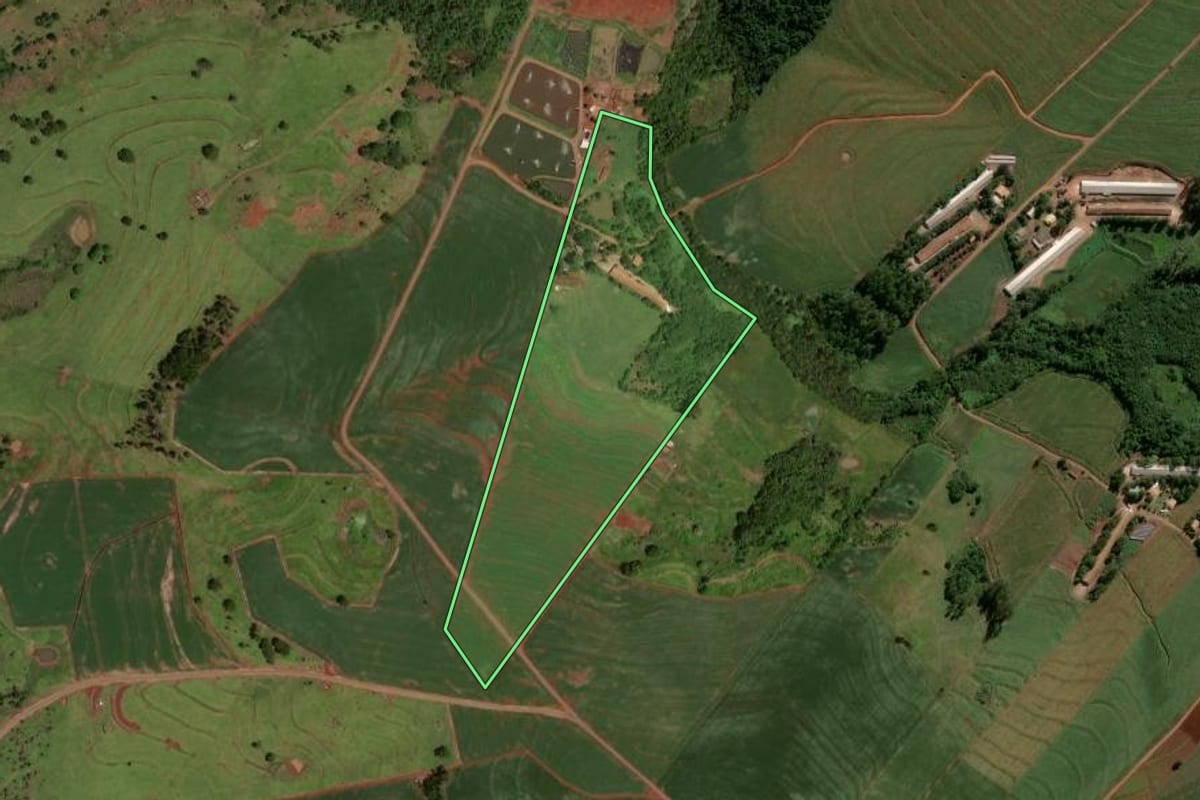 Imagem de satélite do imóvel rural em Formosa do Oeste (PR), com o contorno declarado no CAR desenhado por cima.