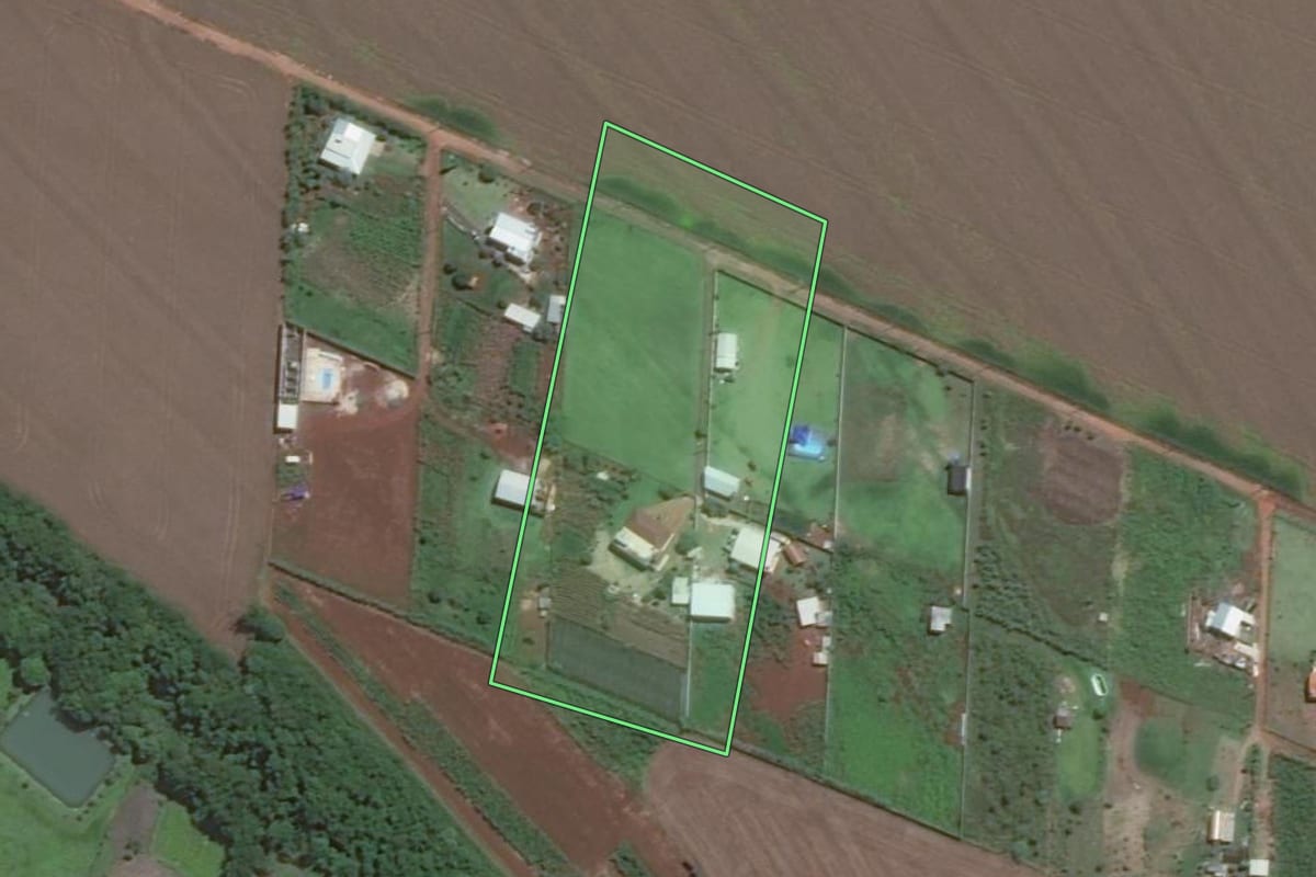 Imagem de satélite do imóvel rural em Foz do Iguaçu (PR), com o contorno declarado no CAR desenhado por cima.