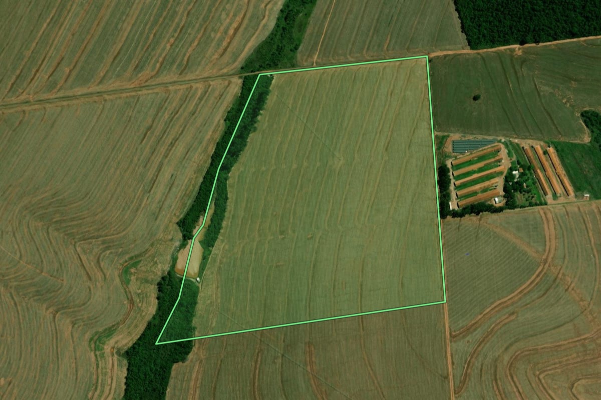 Imagem de satélite do imóvel rural em Francisco Alves (PR), com o contorno declarado no CAR desenhado por cima.